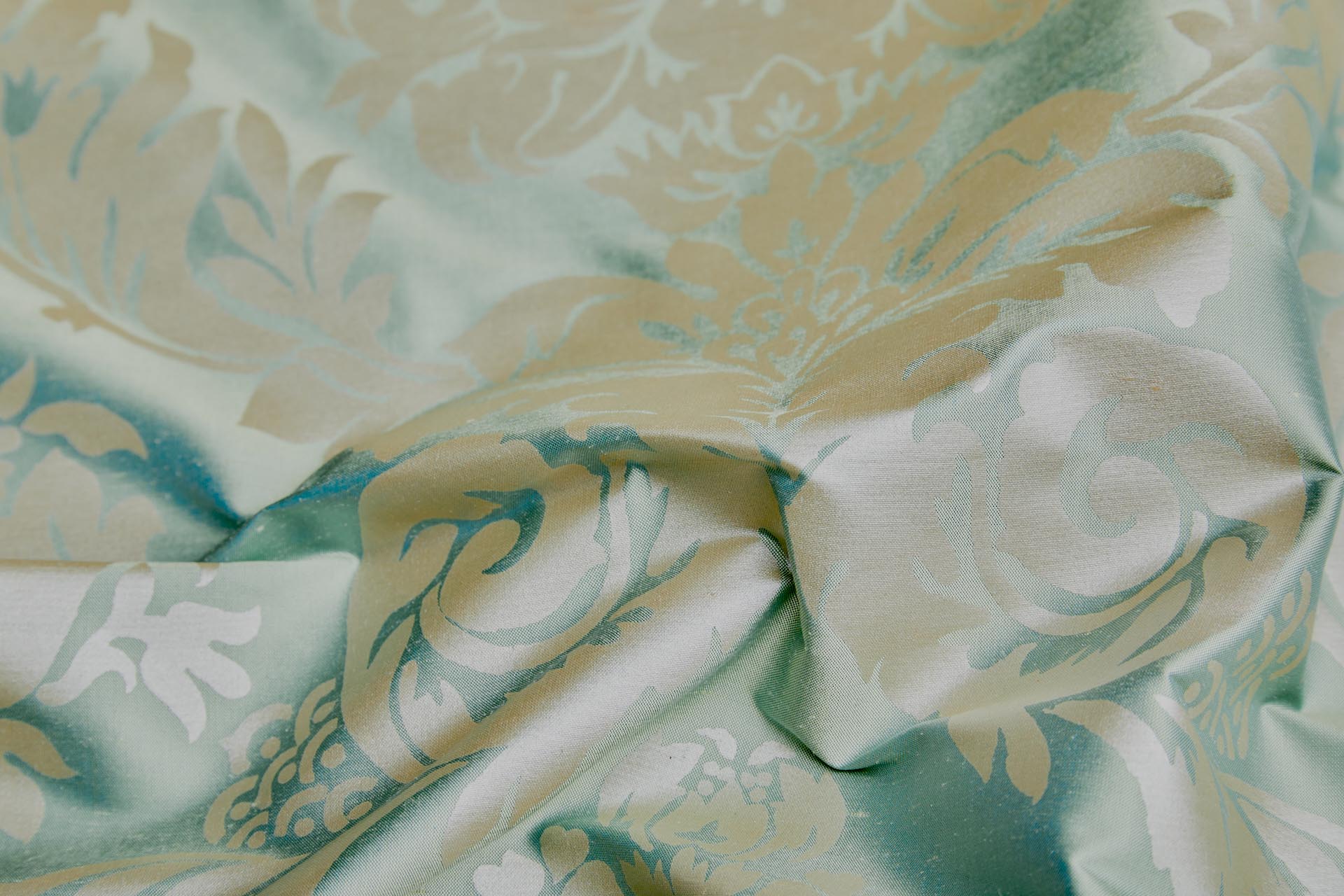 Rococo Printed Silk Dupion - Green fabric, image 3 of 7