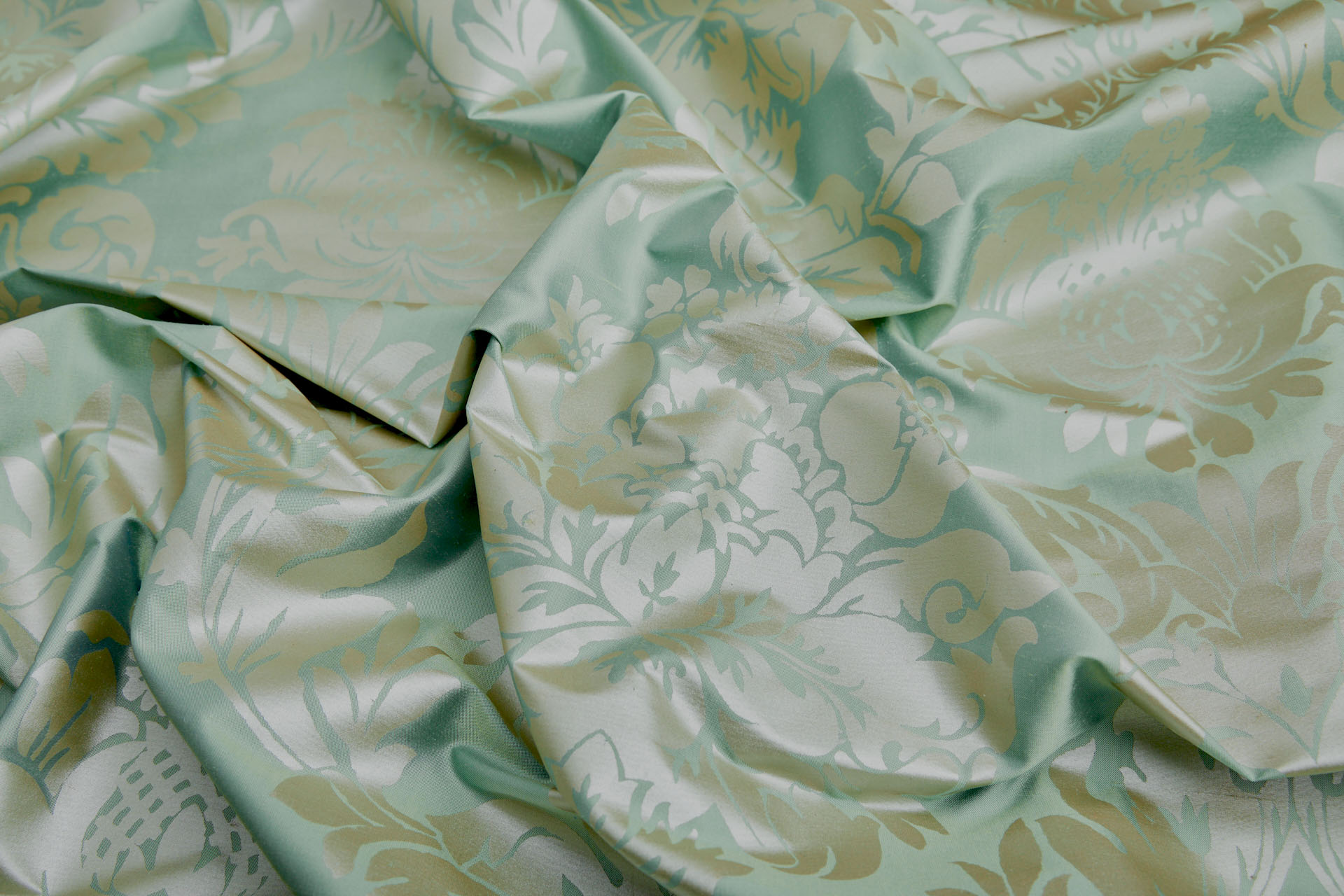 Rococo Printed Silk Dupion - Green fabric, image 4 of 7
