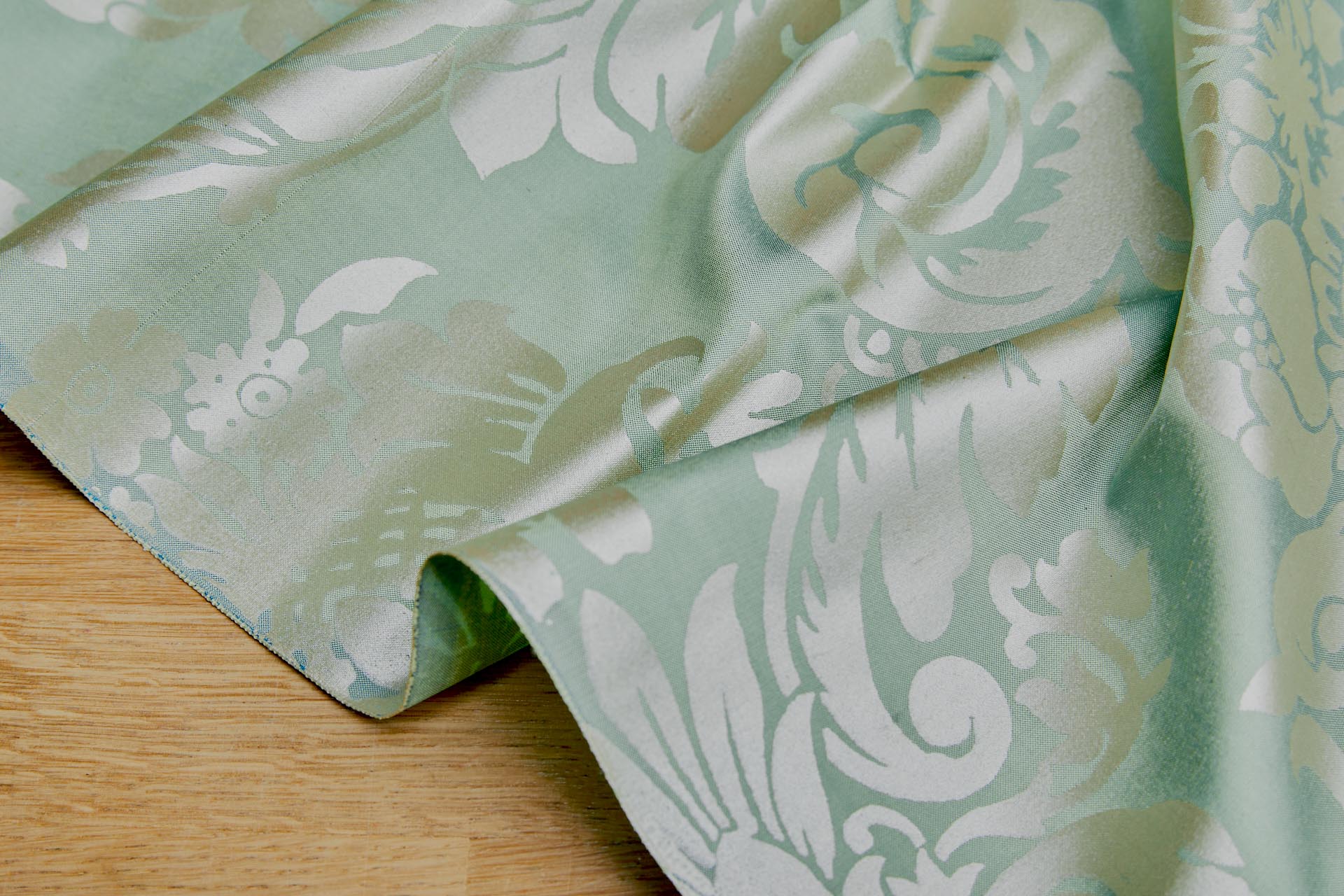 Rococo Printed Silk Dupion - Green fabric, image 6 of 7