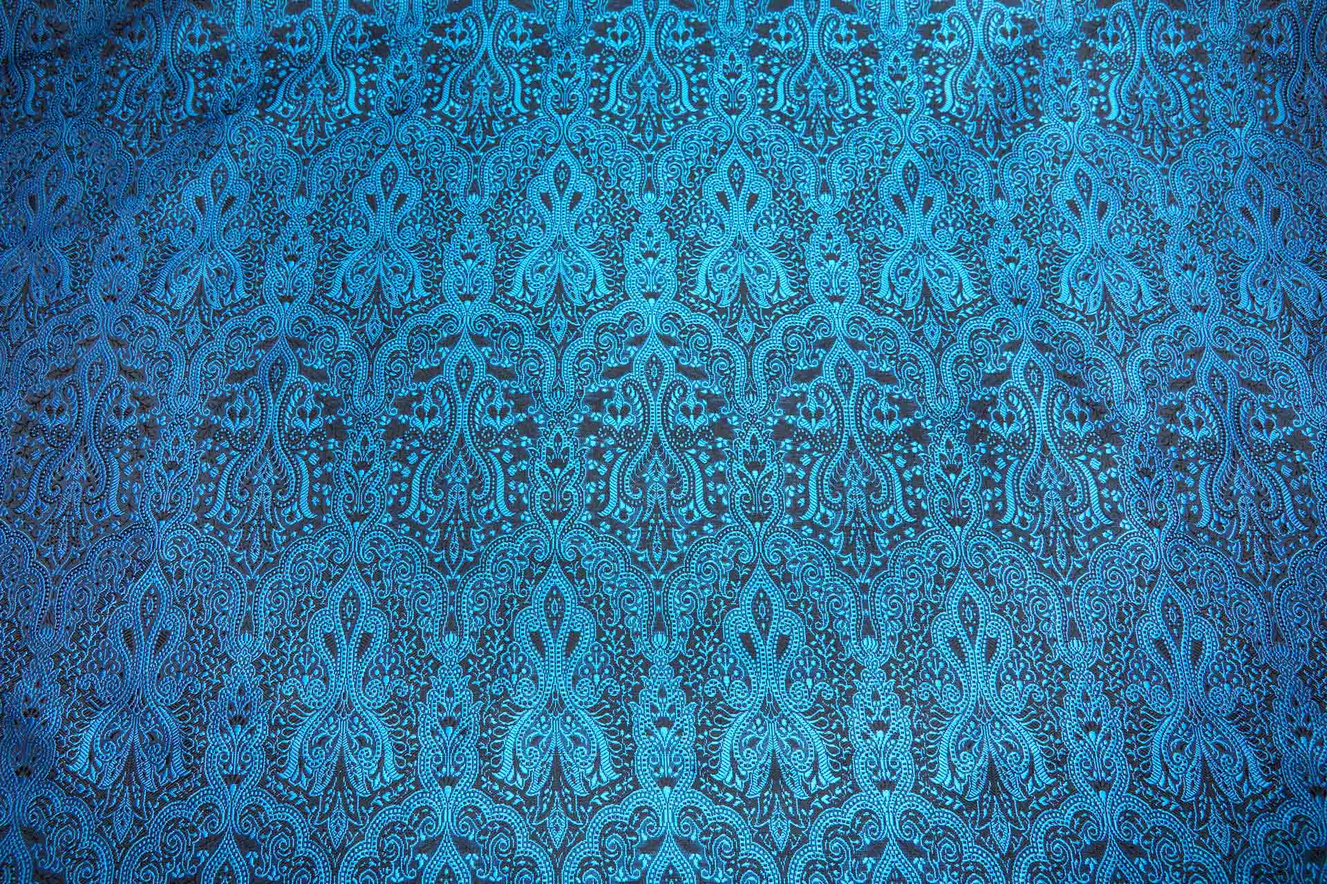 Banaras Brocade - Blue and Turquoise fabric, image 3 of 10