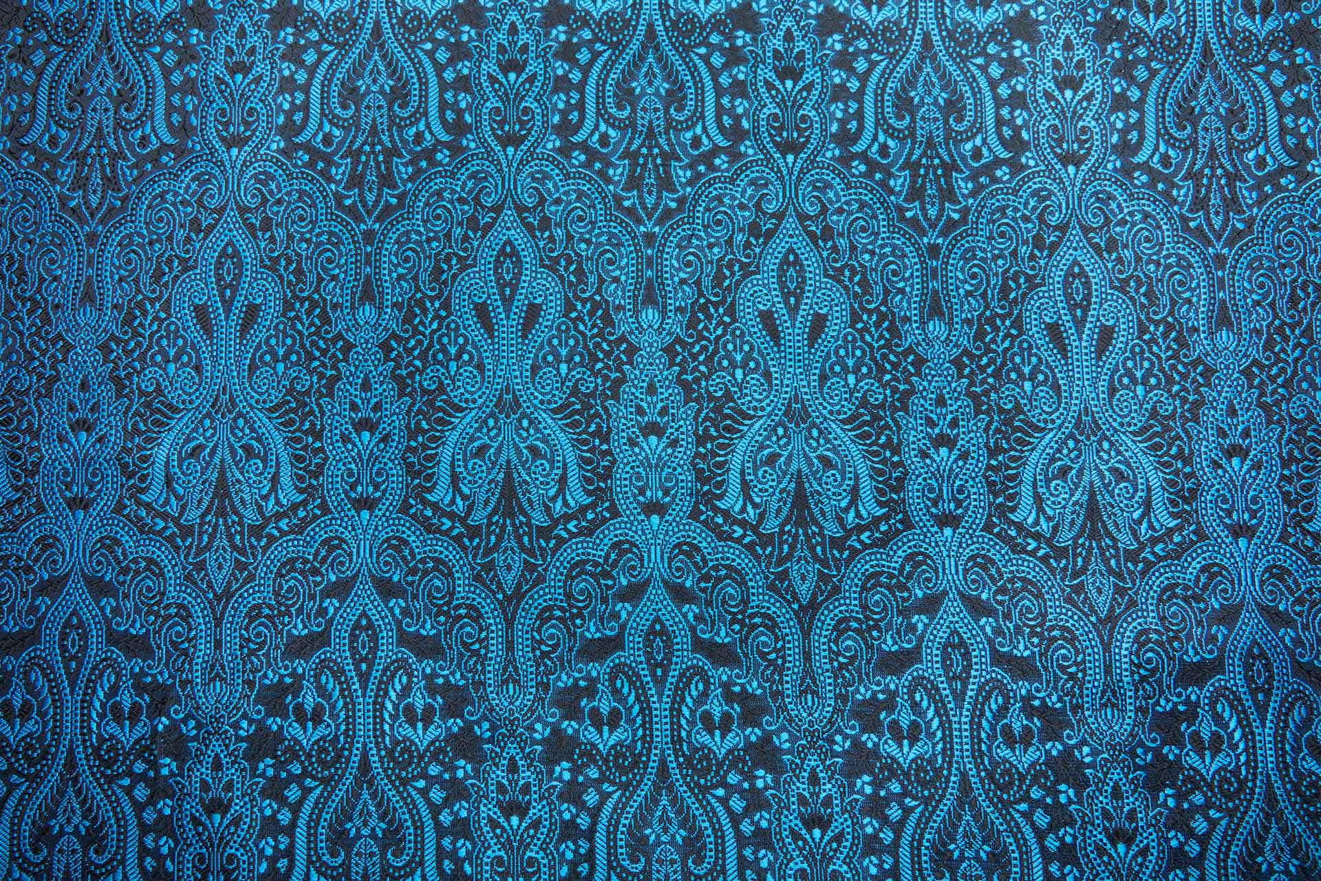 Banaras Brocade - Blue and Turquoise fabric, image 10 of 10