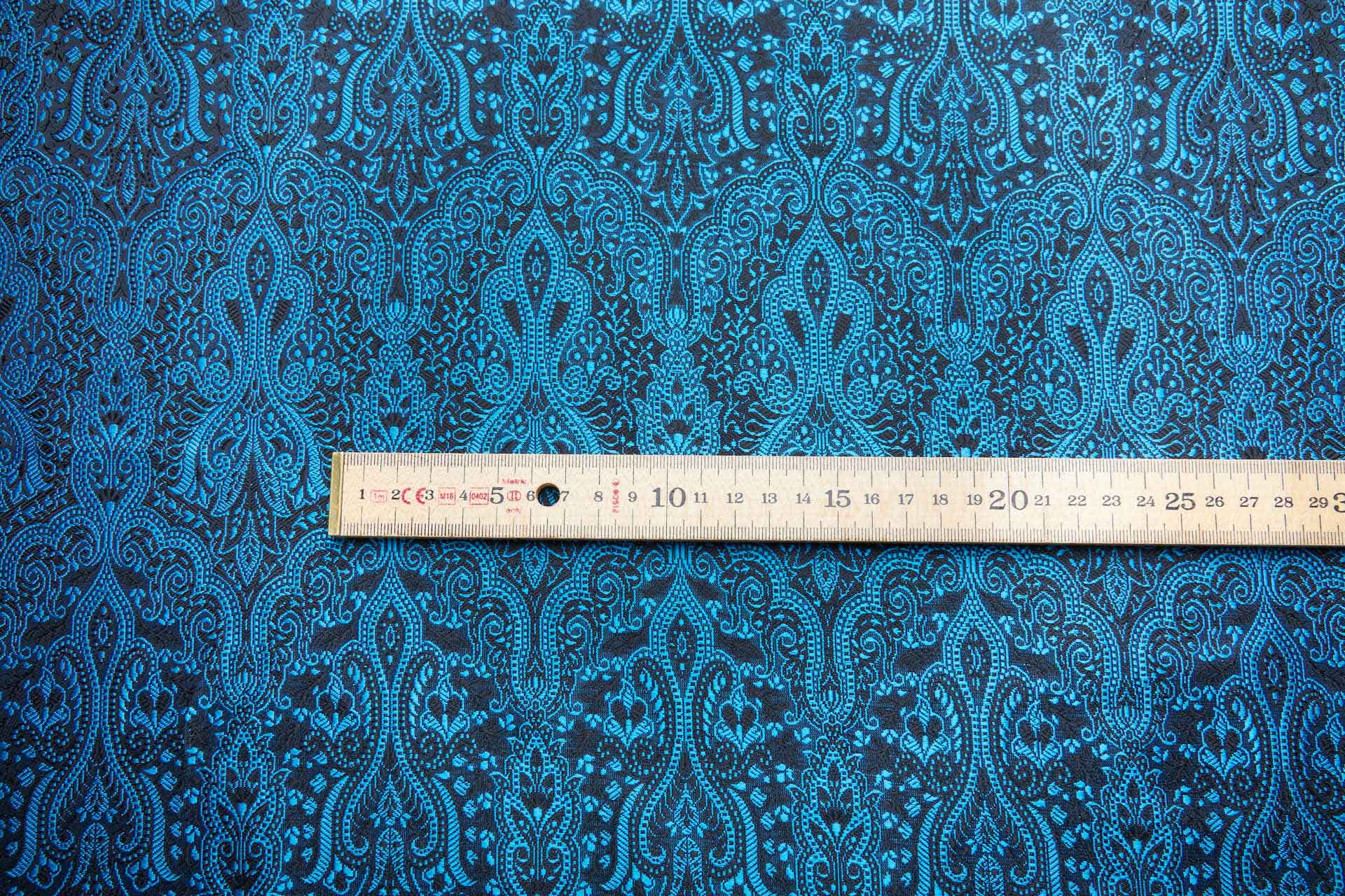 Banaras Brocade - Blue and Turquoise fabric, image 9 of 10