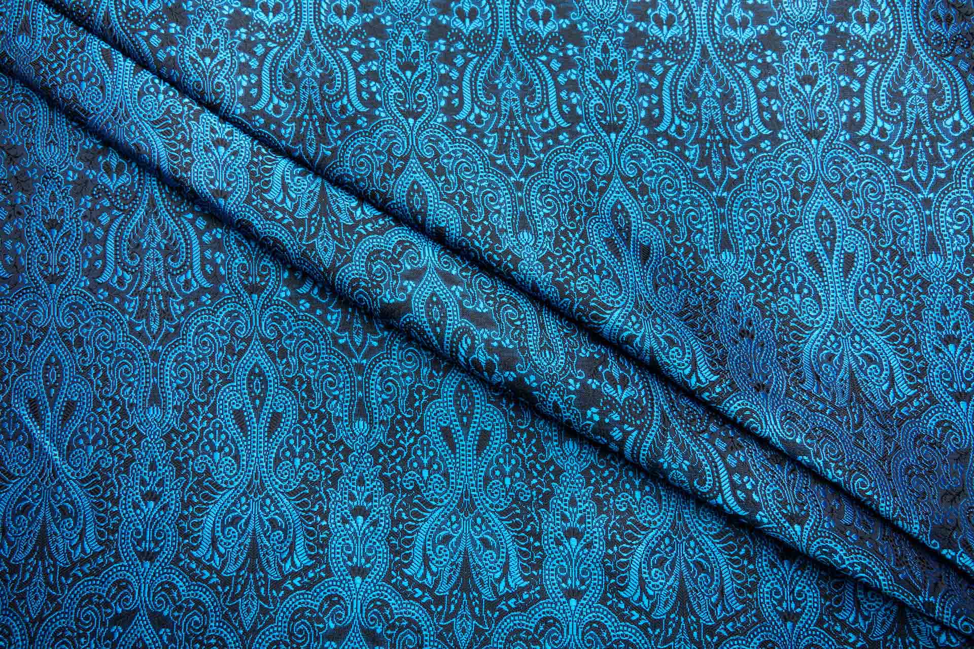 Banaras Brocade - Blue and Turquoise fabric, image 8 of 10