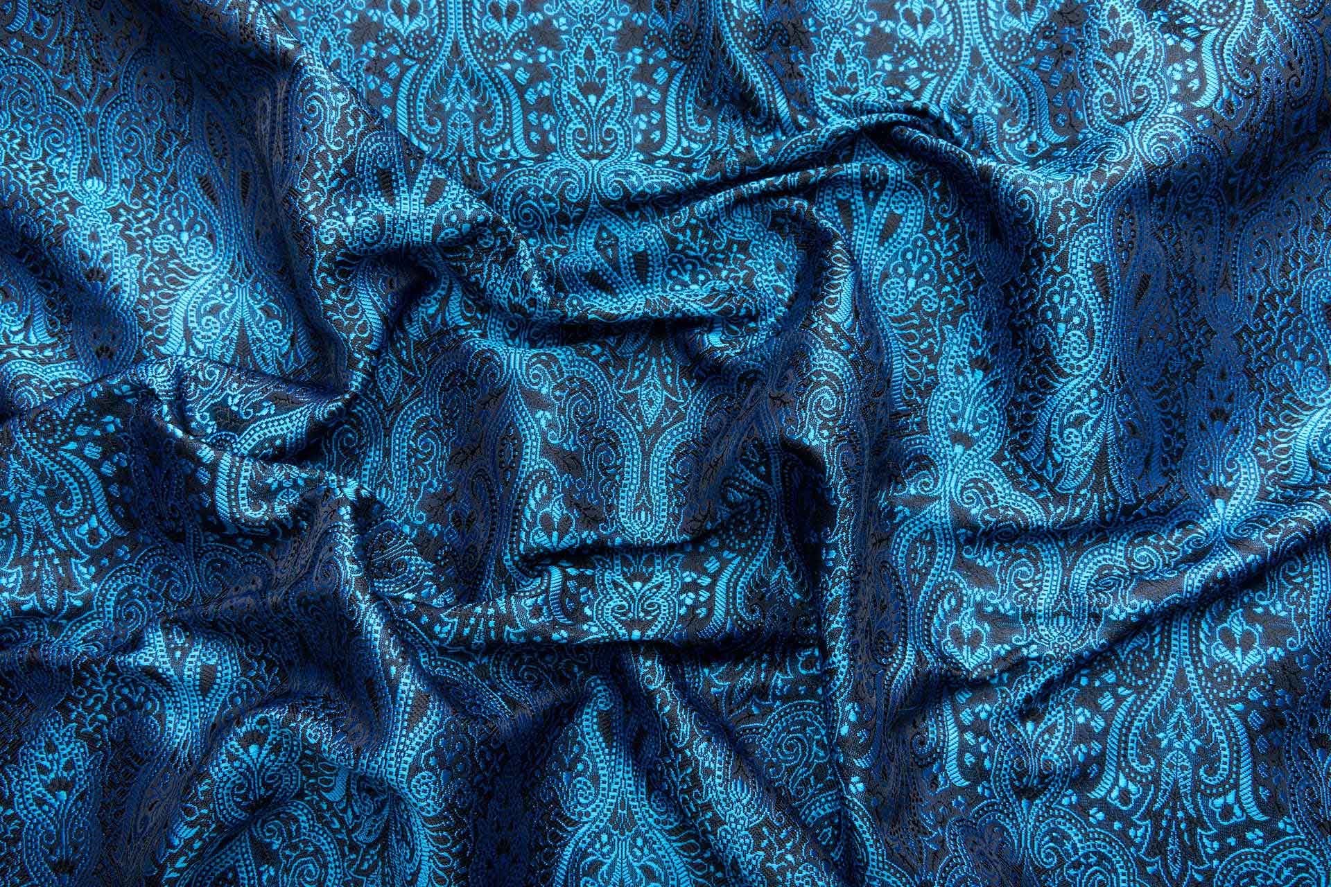 Banaras Brocade - Blue and Turquoise fabric, image 7 of 10