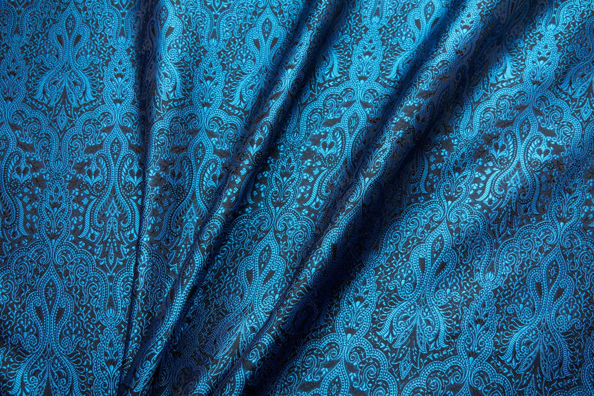Banaras Brocade - Blue and Turquoise fabric, image 4 of 10