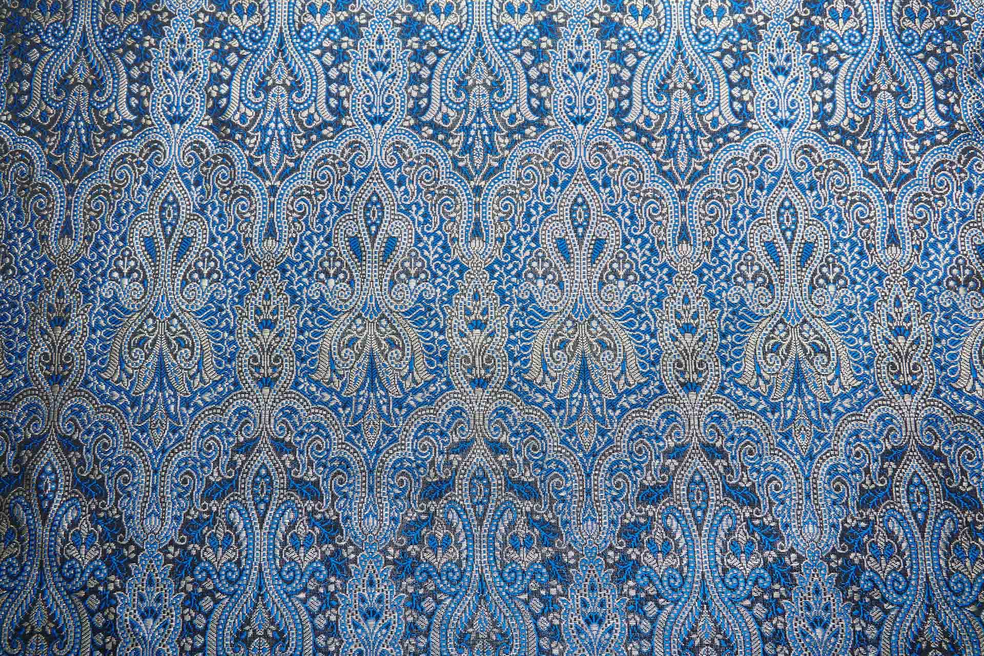 Banaras Brocade - Blue, Black and Gold fabric, image 3 of 10