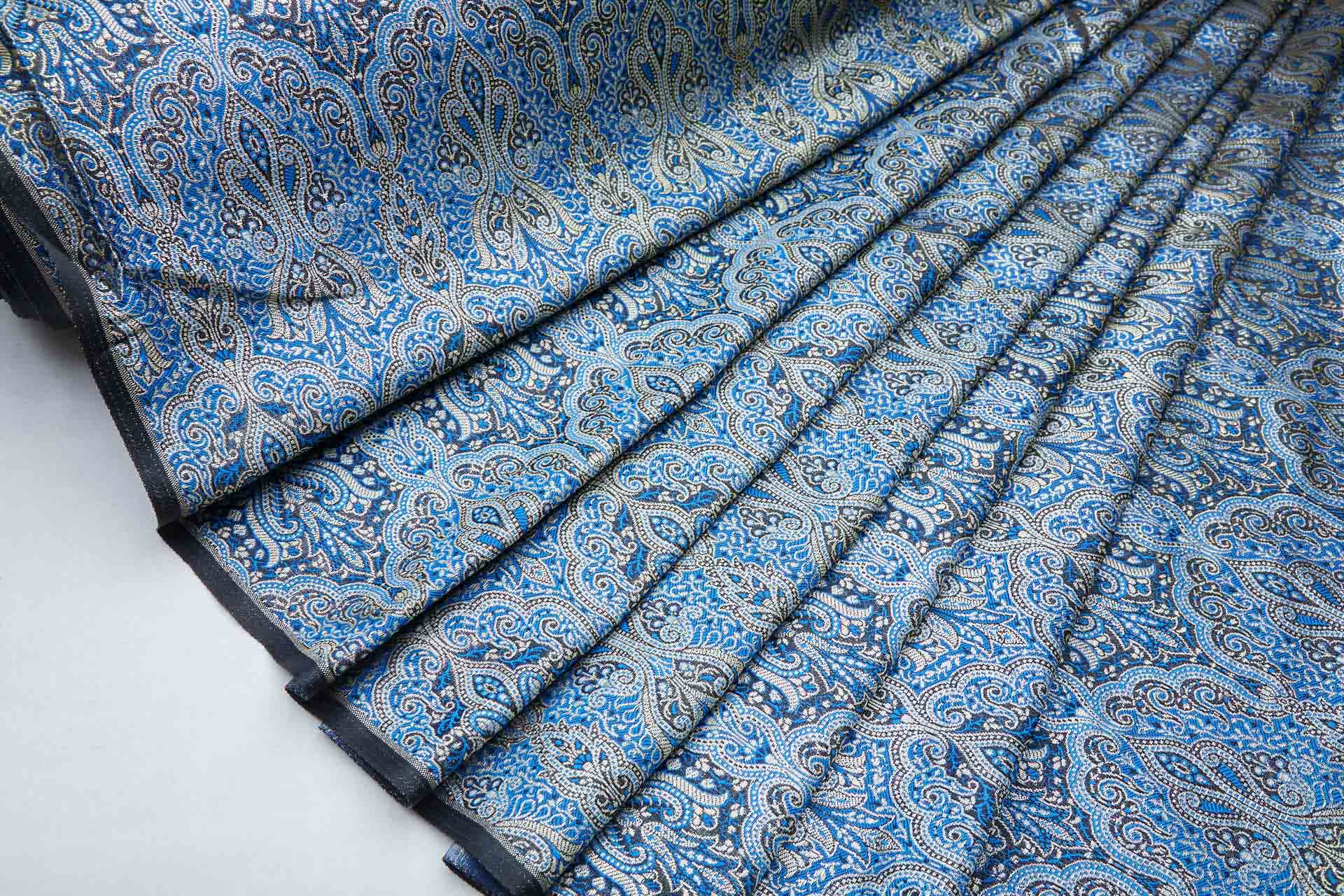 Banaras Brocade - Blue, Black and Gold fabric