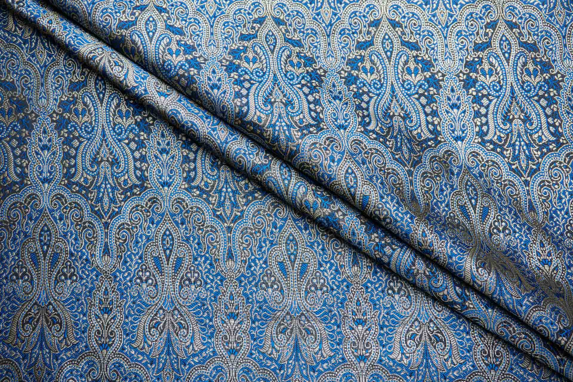Banaras Brocade - Blue, Black and Gold fabric, image 5 of 10