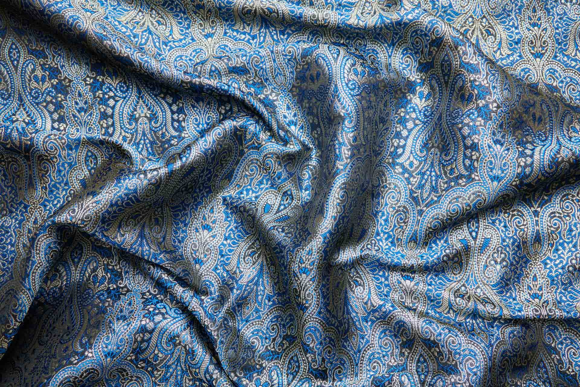Banaras Brocade - Blue, Black and Gold fabric, image 6 of 10
