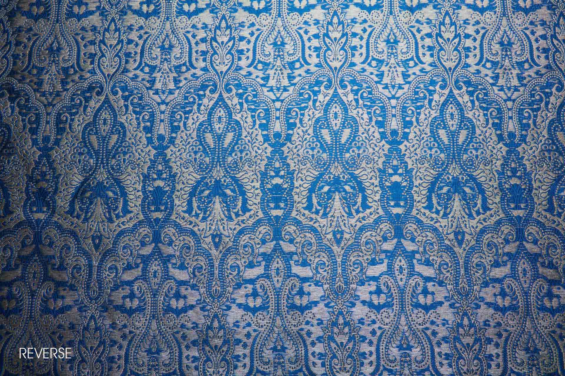 Banaras Brocade - Blue, Black and Gold fabric, image 8 of 10