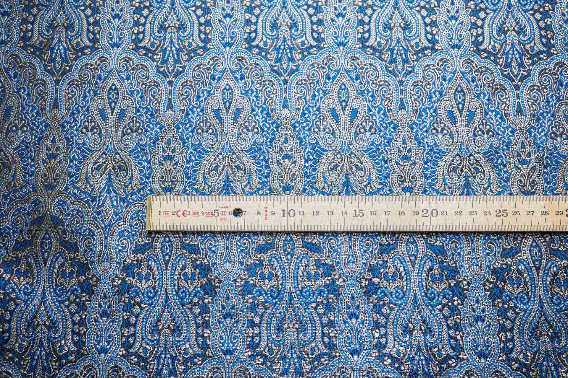 Banaras Brocade - Blue, Black and Gold fabric, image 9 of 10