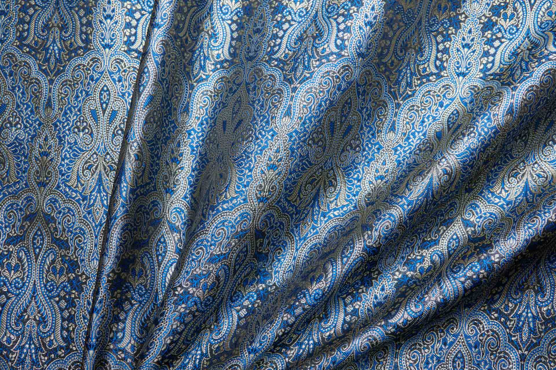 Banaras Brocade - Blue, Black and Gold fabric, image 4 of 10