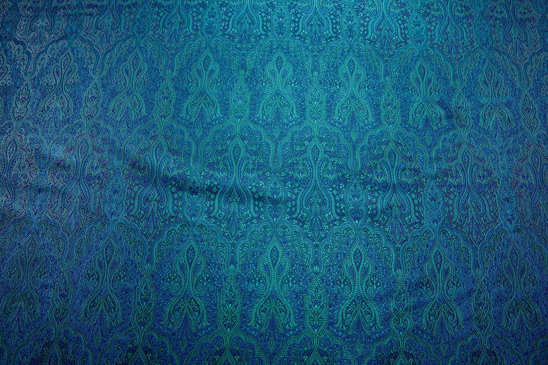 Banaras Brocade - Teal, Green and Black fabric, image 10 of 10