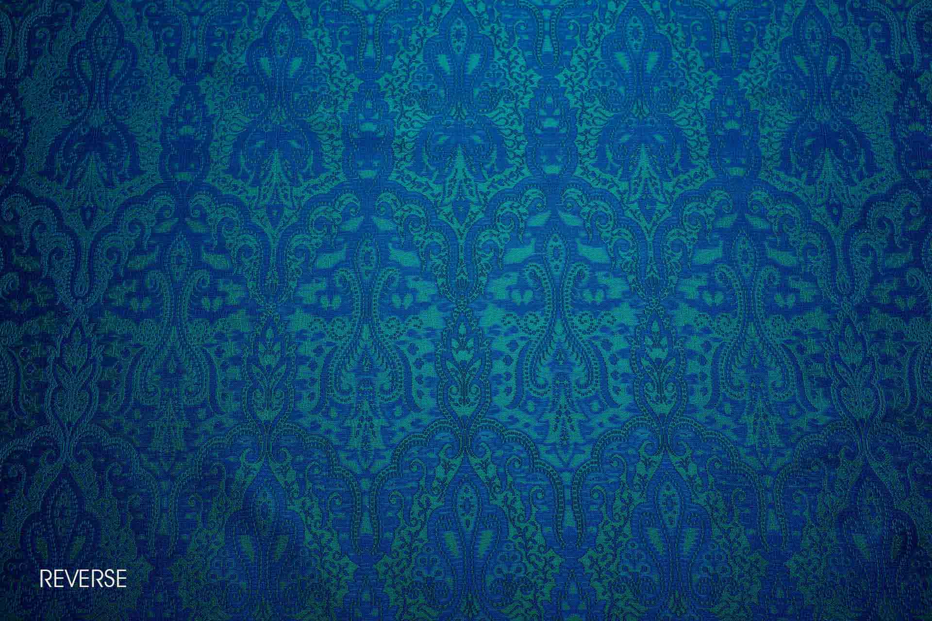 Banaras Brocade - Teal, Green and Black fabric, image 7 of 10