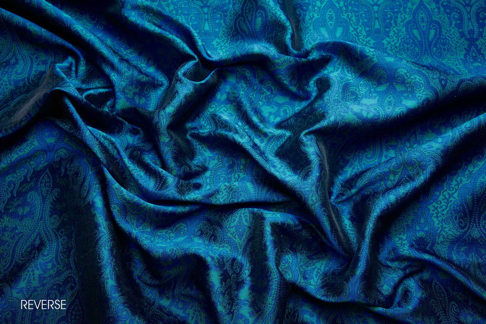 Banaras Brocade - Teal, Green and Black fabric, image 9 of 10