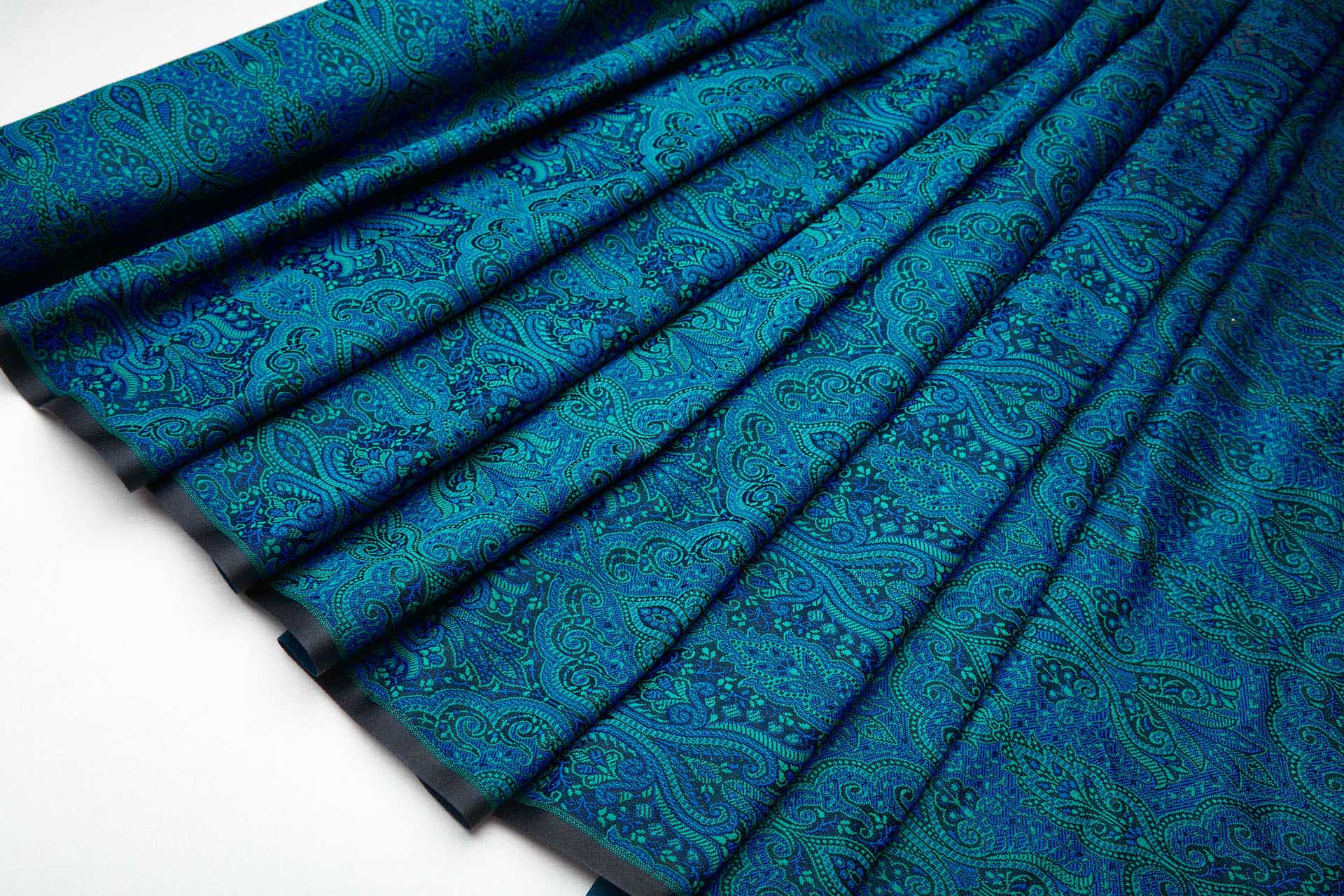 Banaras Brocade - Teal, Green and Black fabric