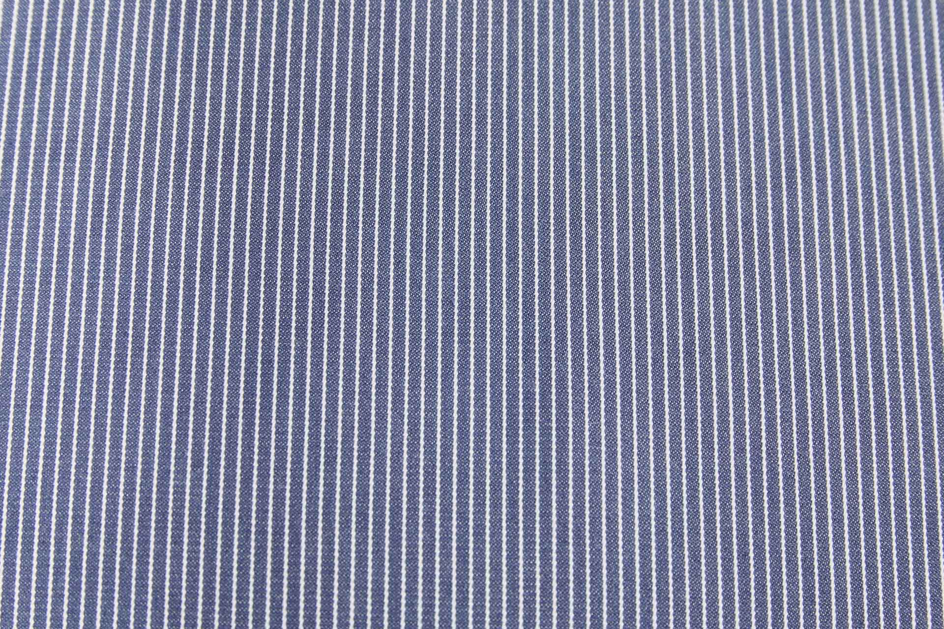 Lightweight Cotton - Navy and White Dungaree Stripe fabric, image 2 of 7