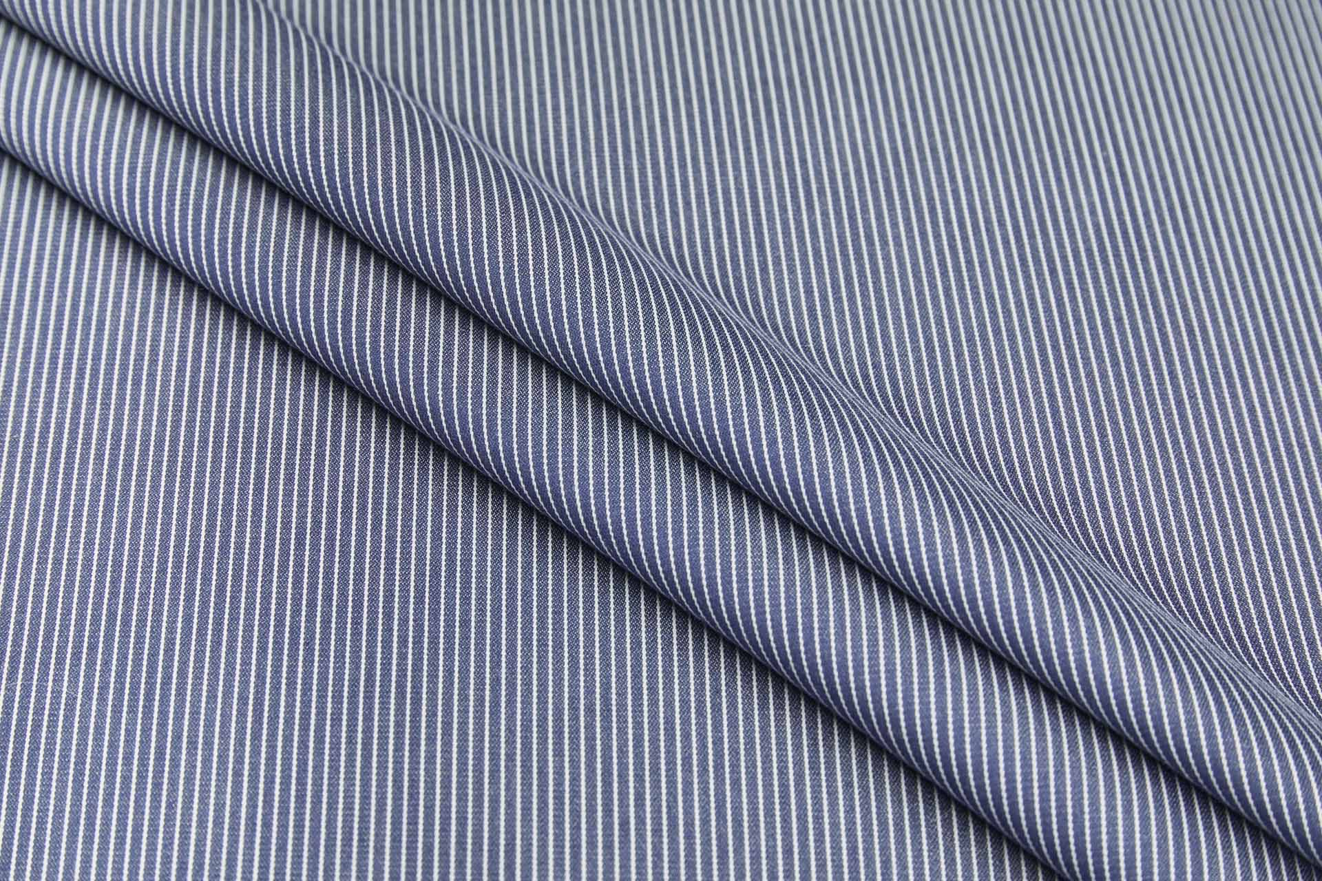 Lightweight Cotton - Navy and White Dungaree Stripe fabric