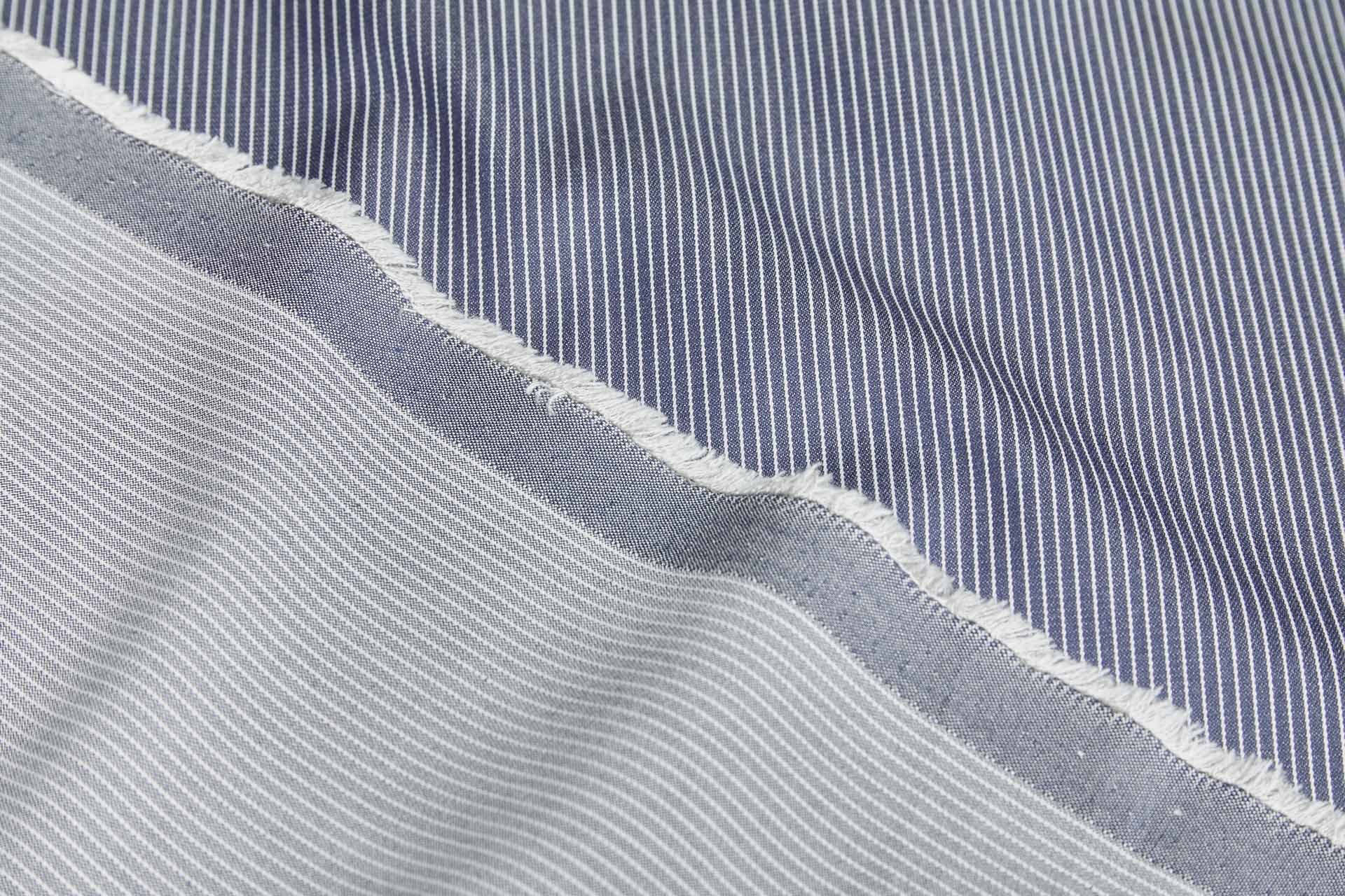 Lightweight Cotton - Navy and White Dungaree Stripe fabric, image 5 of 7