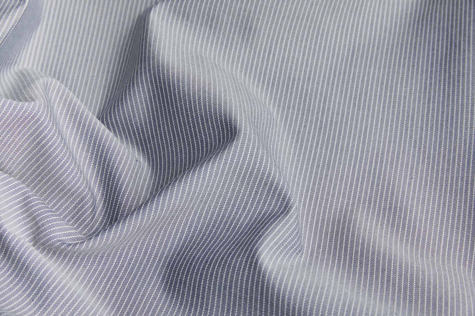 Lightweight Cotton - Navy and White Dungaree Stripe fabric, image 6 of 7
