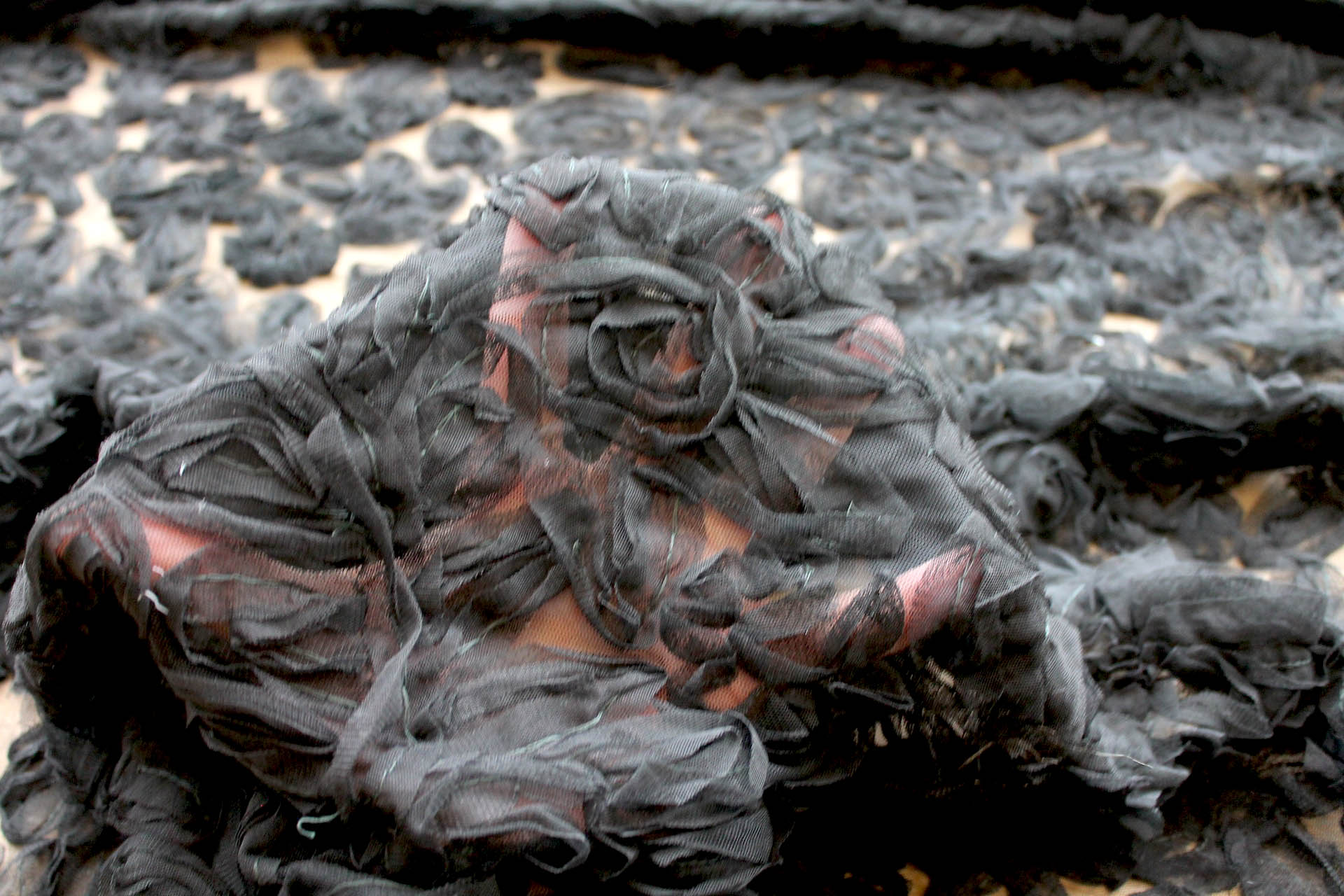 Black Tulle Applique Flowers fabric, image 3 of 3