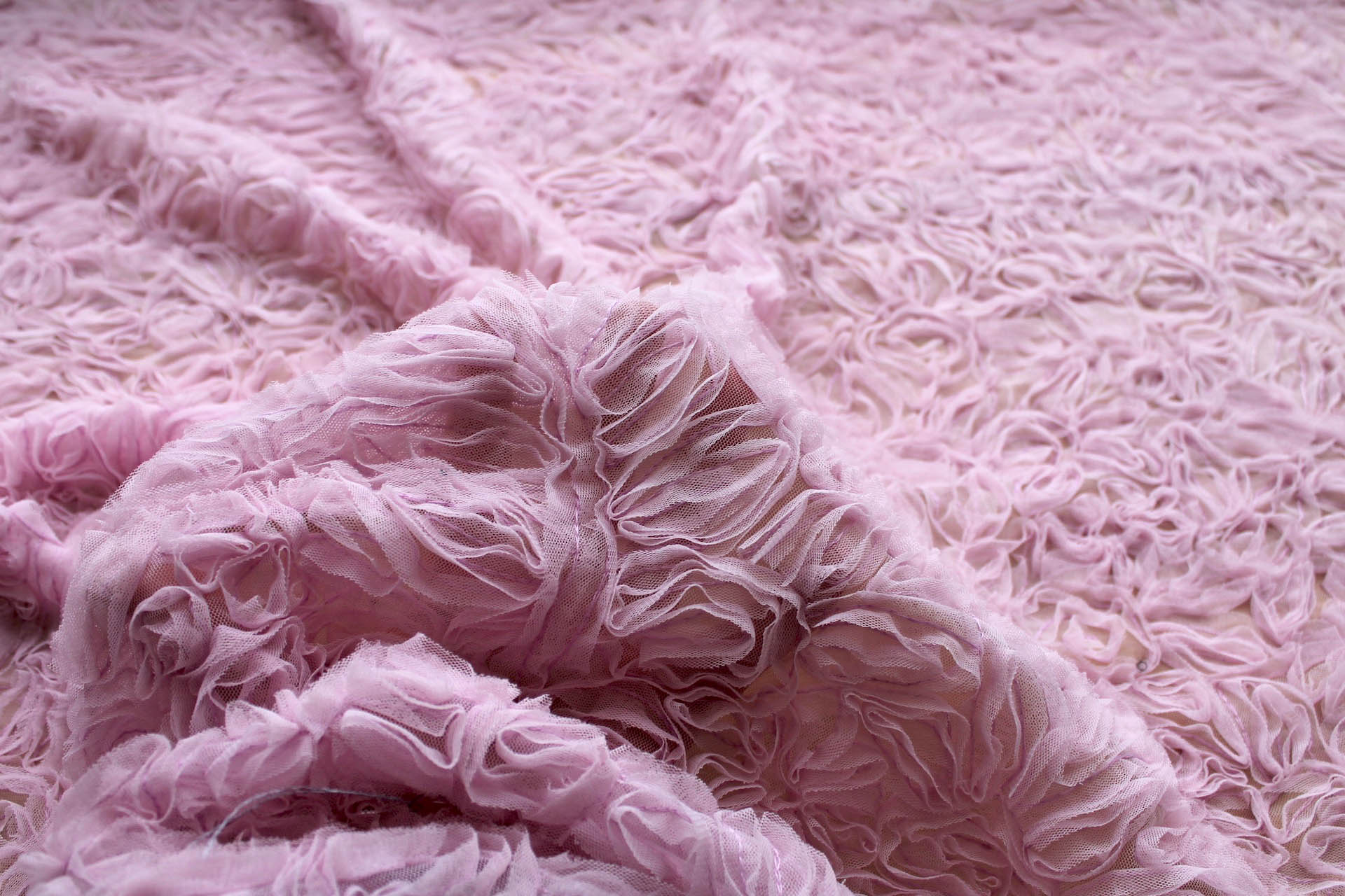 Pink Tulle Applique Flowers fabric, image 6 of 7