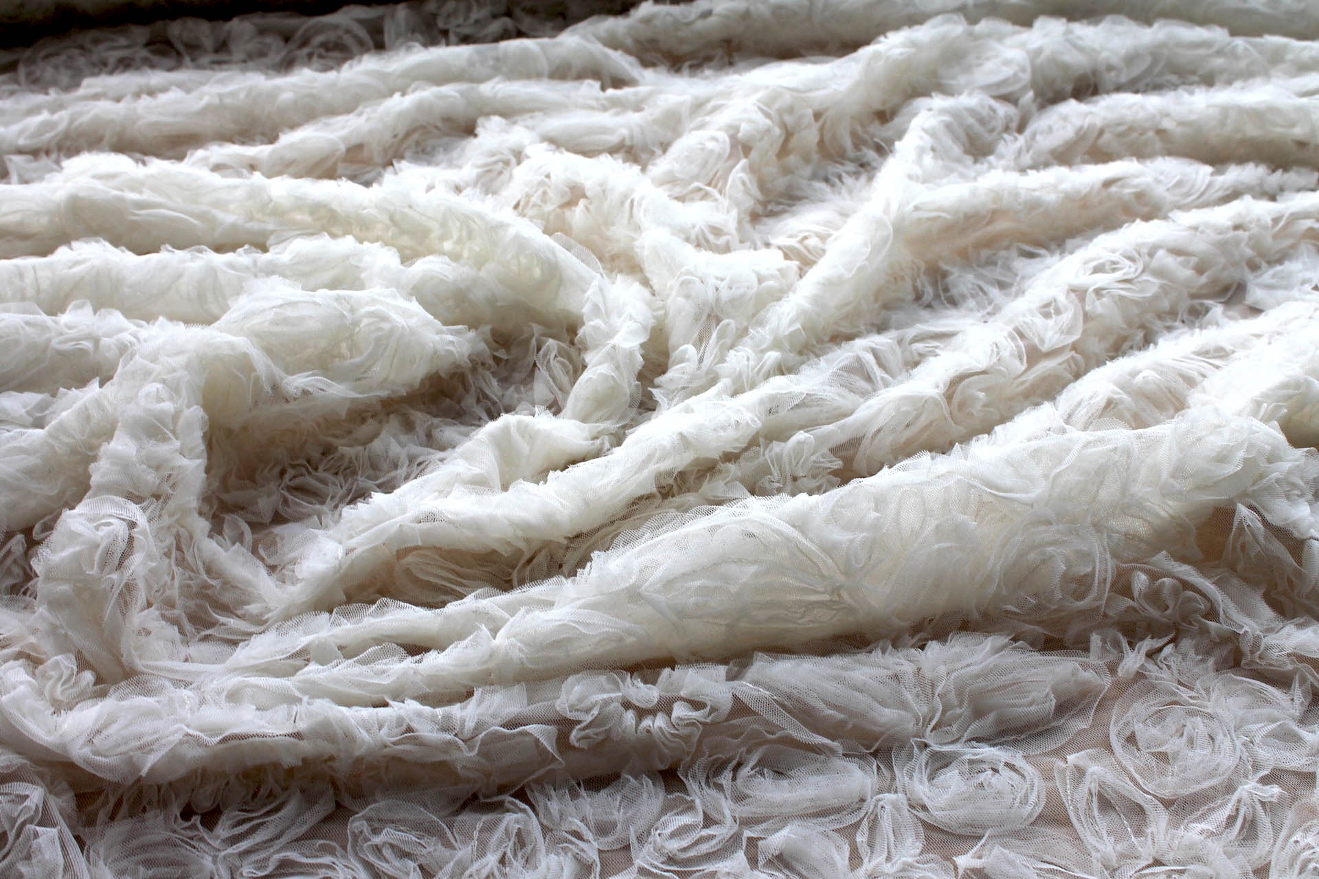 Ivory Tulle Applique Flowers fabric, image 4 of 9