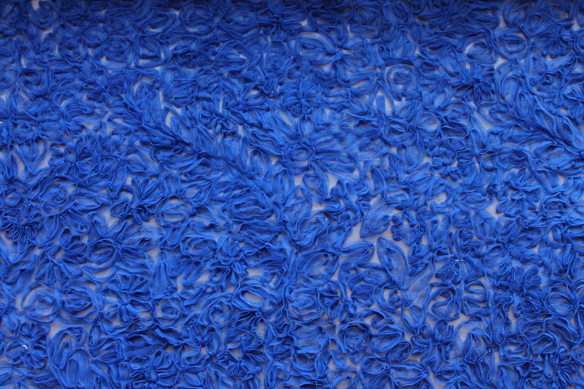 Royal Blue Tulle Applique Flowers fabric, image 2 of 9