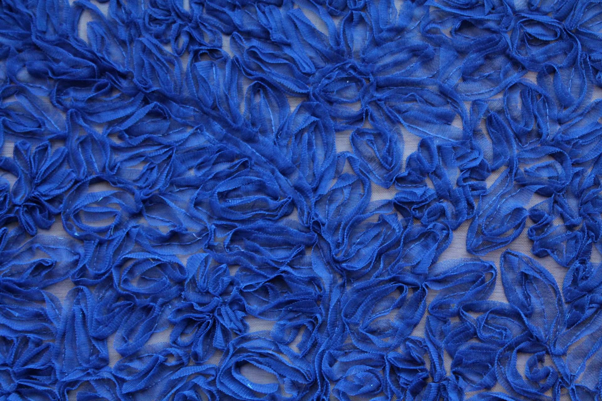 Royal Blue Tulle Applique Flowers fabric, image 3 of 9