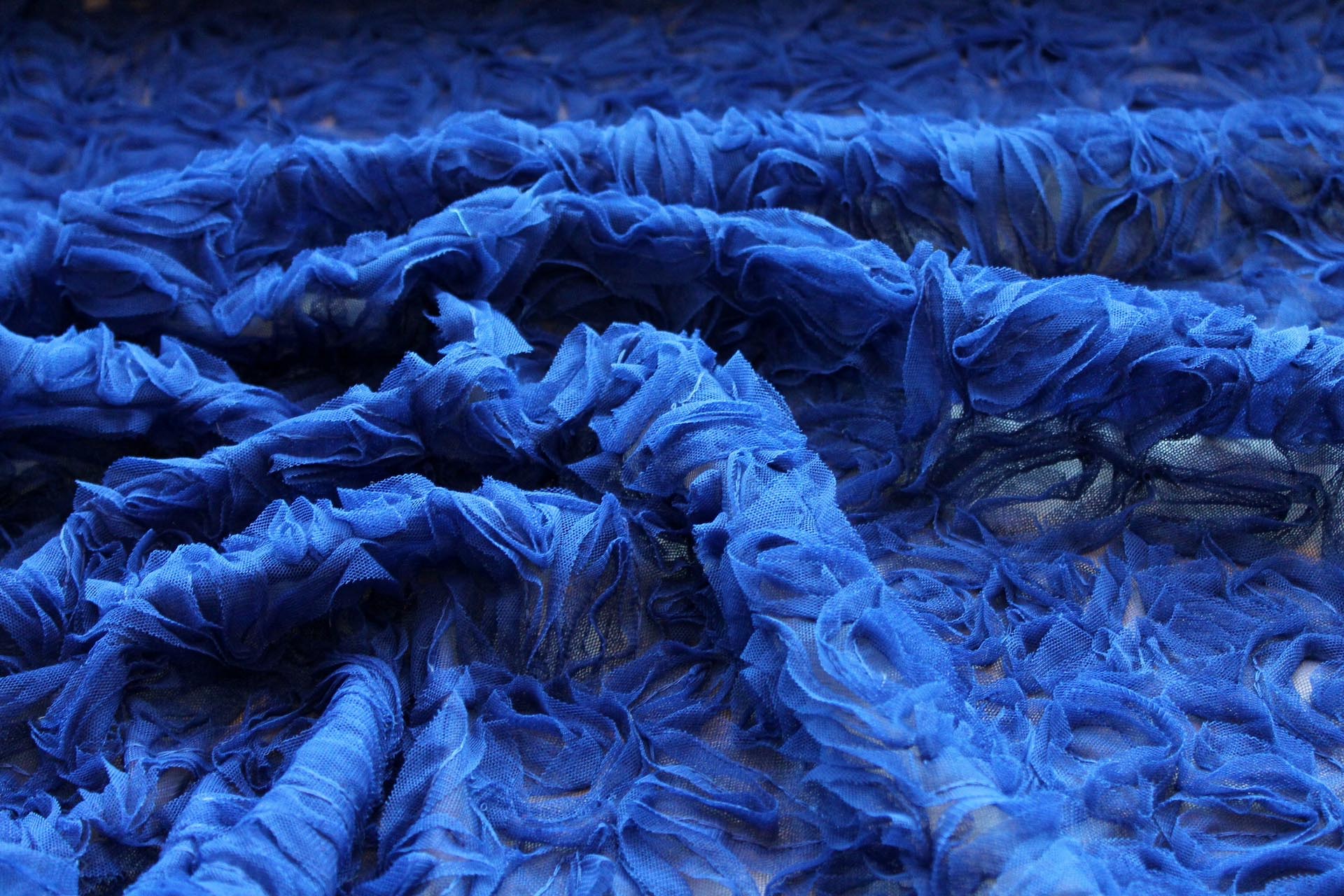 Royal Blue Tulle Applique Flowers fabric, image 4 of 9