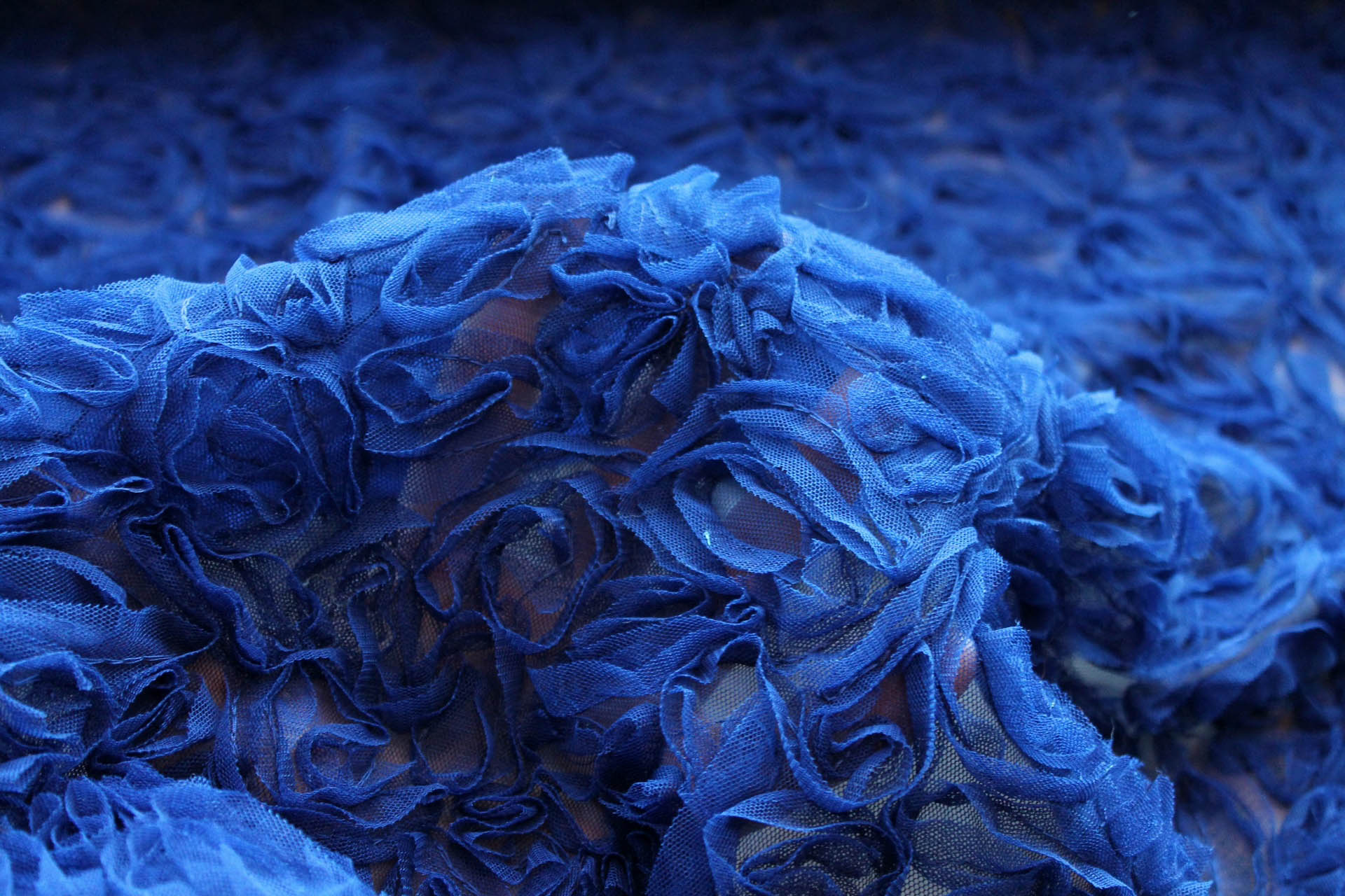 Royal Blue Tulle Applique Flowers fabric, image 5 of 9