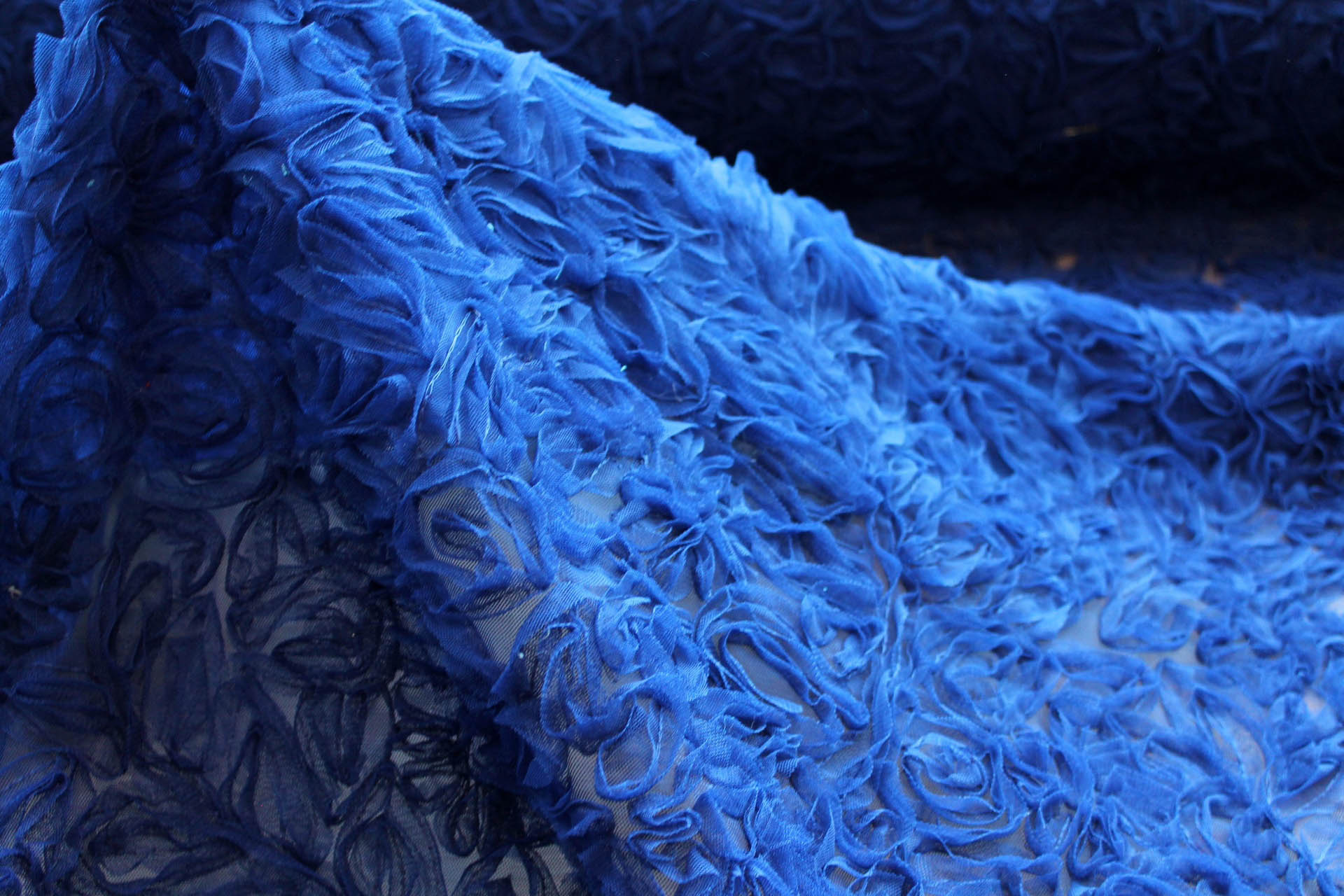 Royal Blue Tulle Applique Flowers fabric, image 6 of 9