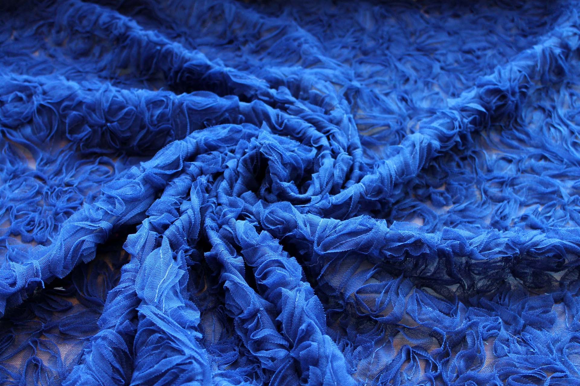 Royal Blue Tulle Applique Flowers fabric
