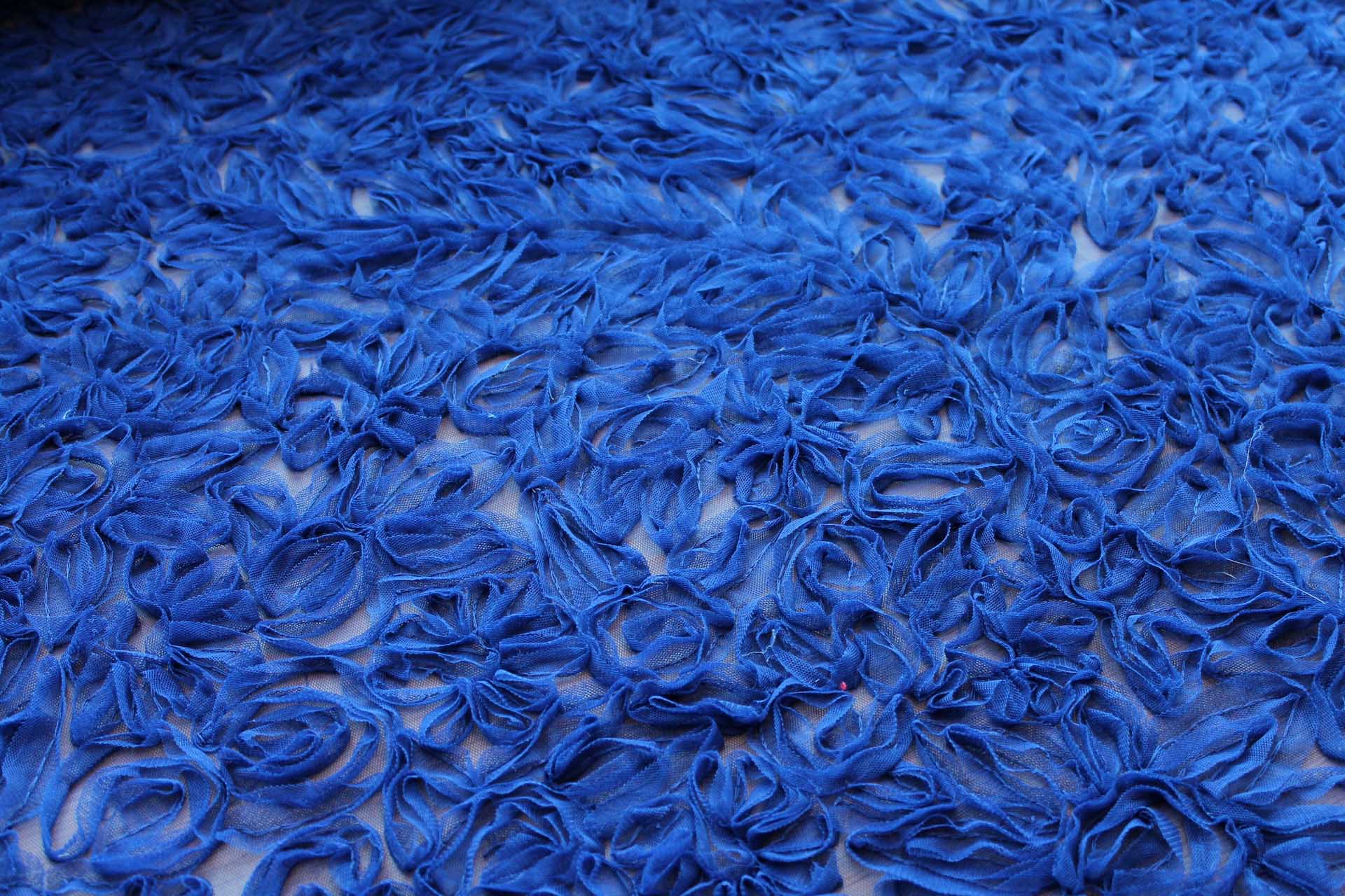 Royal Blue Tulle Applique Flowers fabric, image 9 of 9