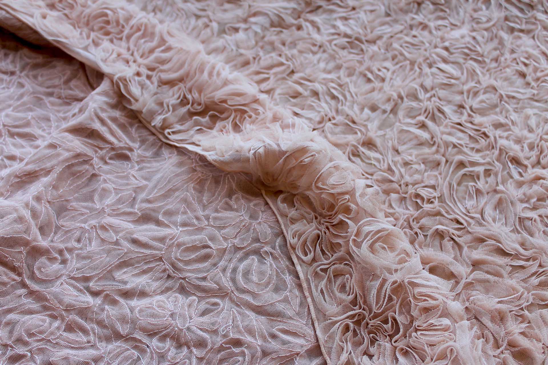 New Nude Tulle Applique Flowers fabric, image 5 of 7