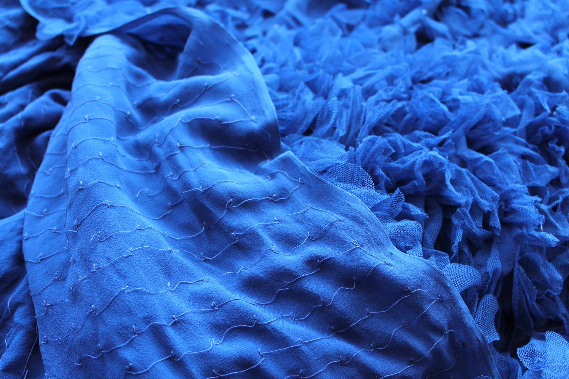 Petal Tulle on Silk Chiffon - Royal Blue fabric, image 2 of 6