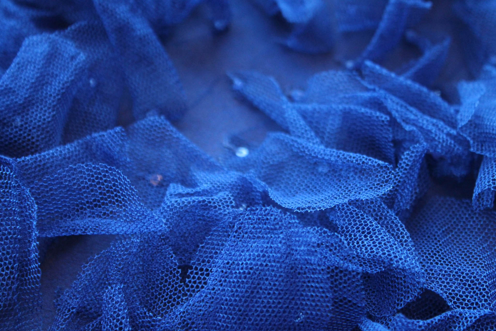 Petal Tulle on Silk Chiffon - Royal Blue fabric, image 3 of 6