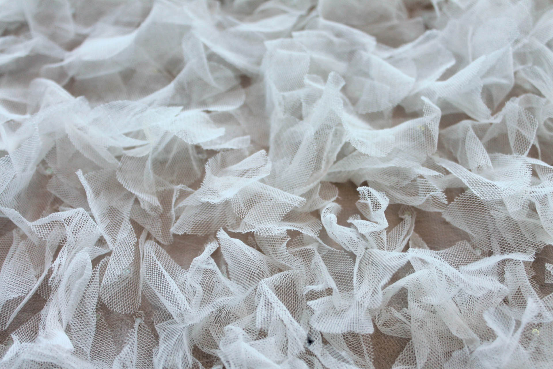 Petal Tulle on Silk Chiffon - Ivory fabric, image 4 of 10