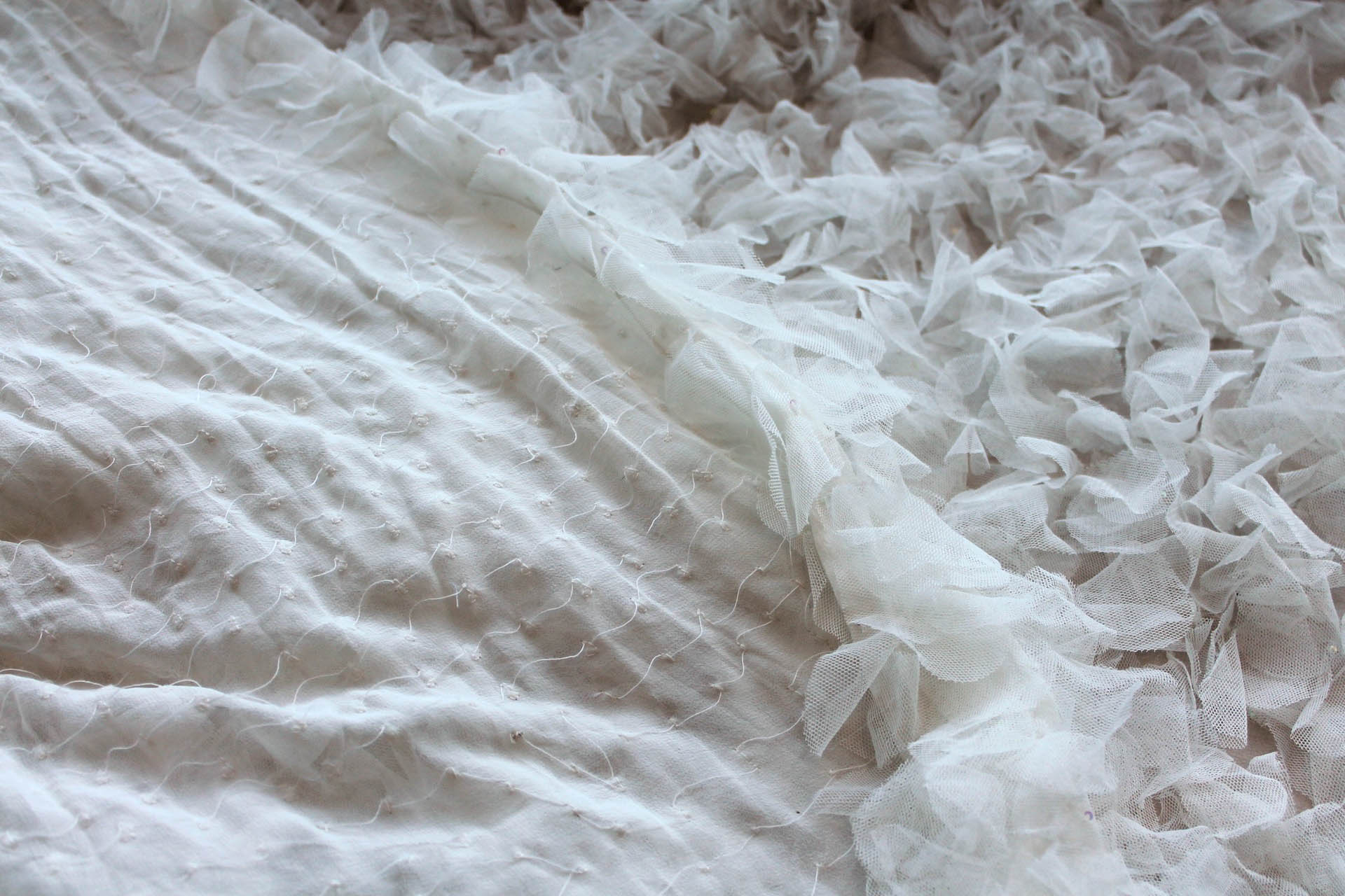 Petal Tulle on Silk Chiffon - Ivory fabric, image 7 of 10