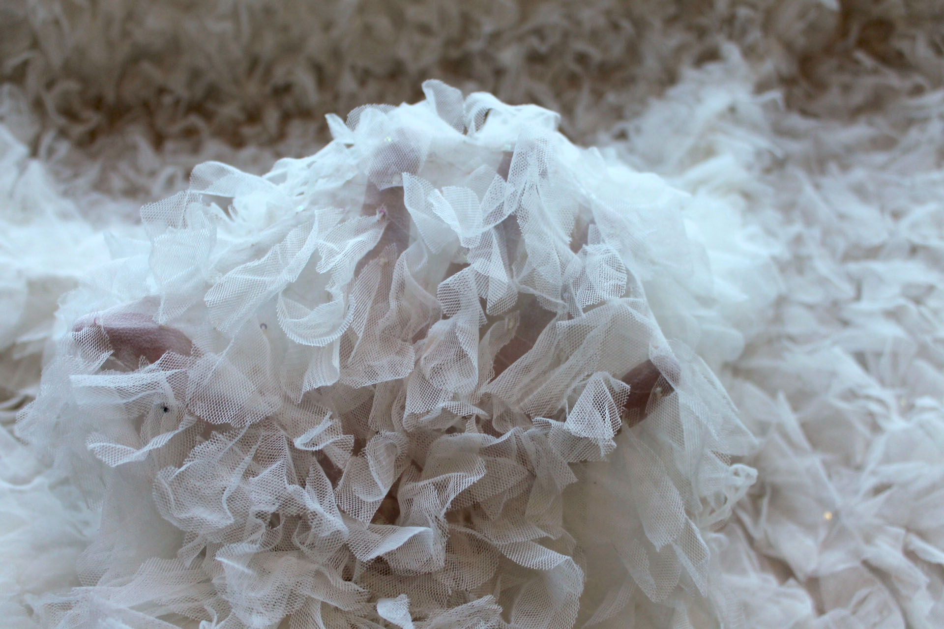 Petal Tulle on Silk Chiffon - Ivory fabric, image 8 of 10