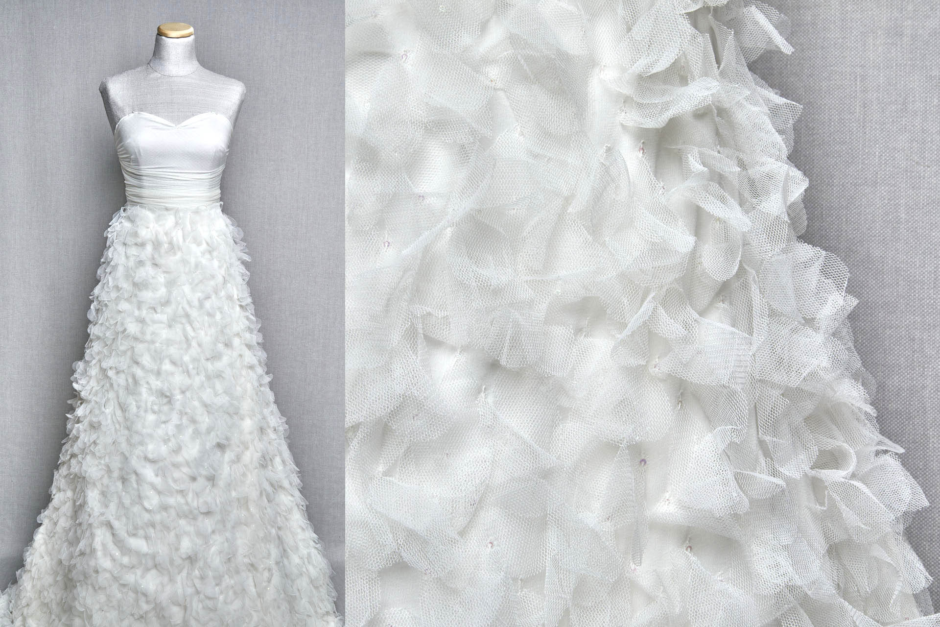 Petal Tulle on Silk Chiffon - Ivory fabric, image 2 of 10