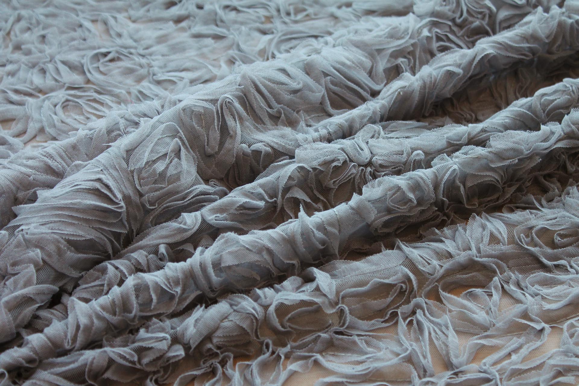 Mid Grey Tulle Applique Flowers fabric, image 3 of 9