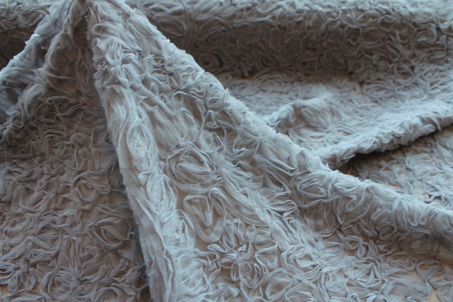 Mid Grey Tulle Applique Flowers fabric, image 5 of 9