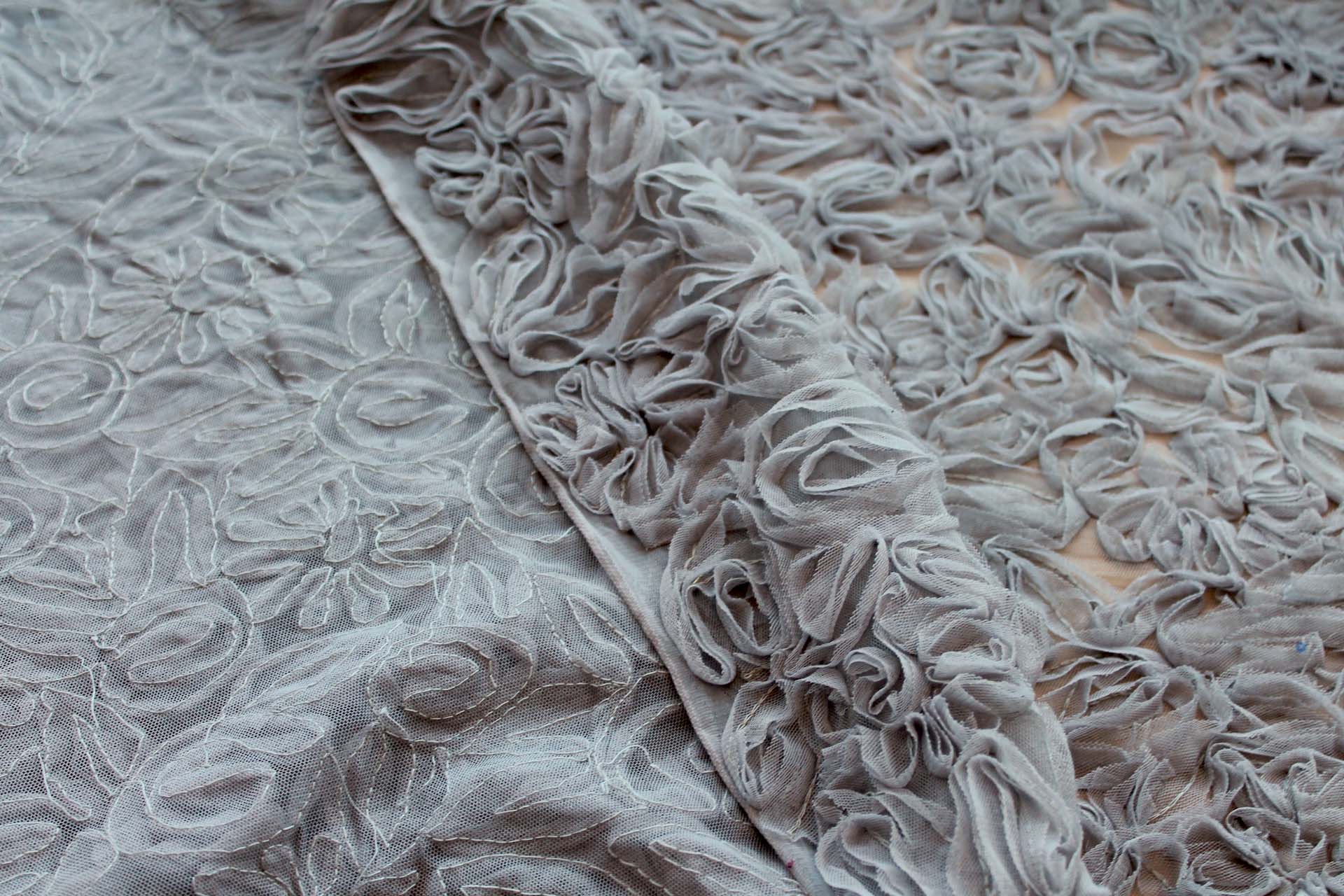Mid Grey Tulle Applique Flowers fabric, image 6 of 9