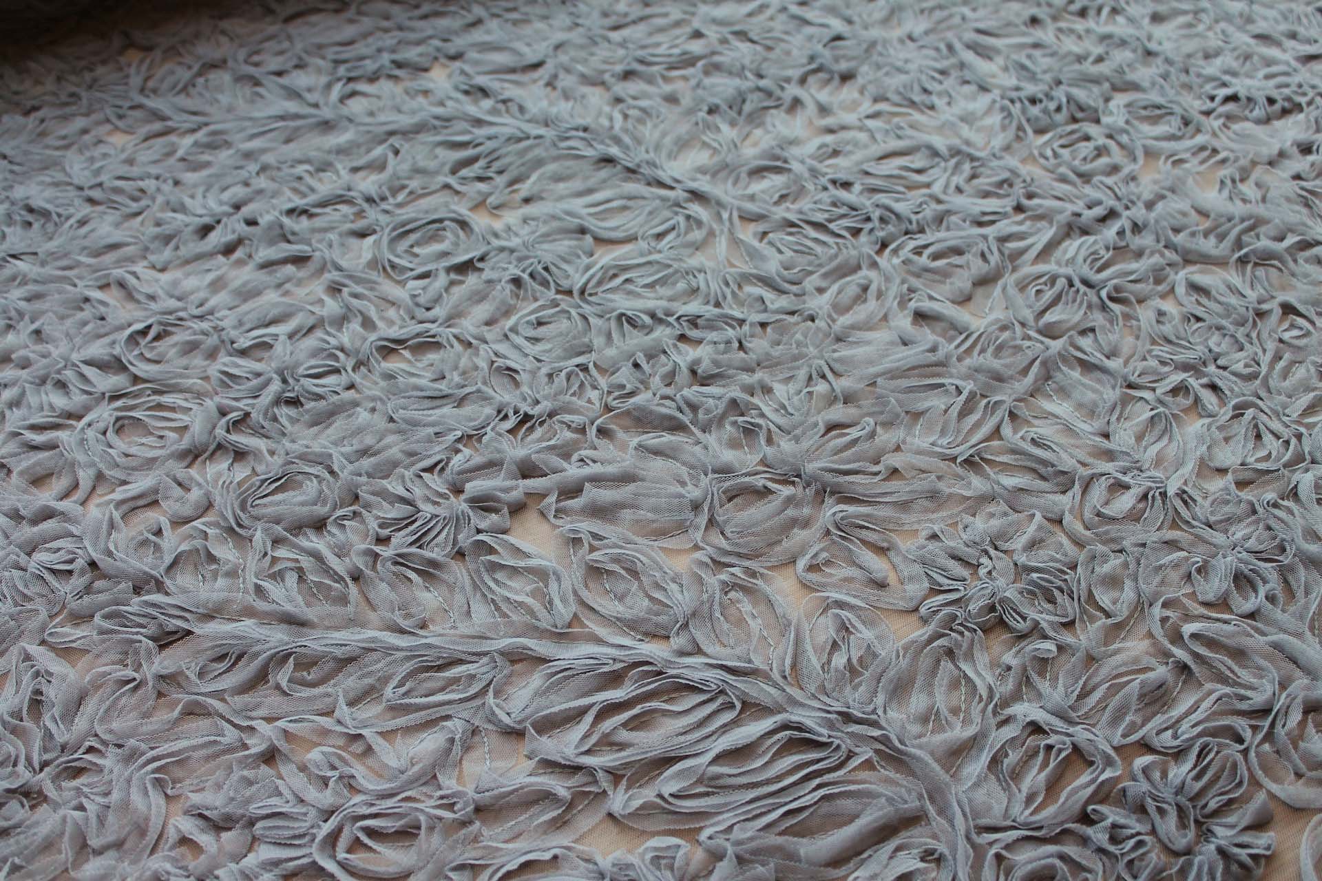 Mid Grey Tulle Applique Flowers fabric, image 8 of 9