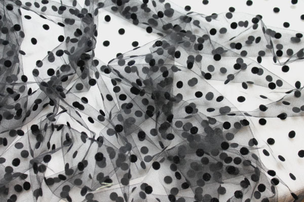BACK IN STOCK - Polka Dot / Flock Spot Tulle - Black - Medium fabric, image 2 of 4