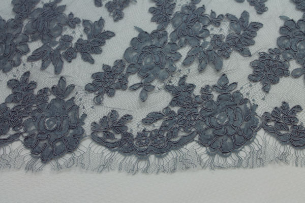 Slate Grey Corded Lace fabric, image 4 of 4