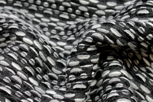 Textured Wool - Black Grey and White fabric