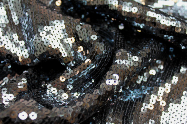 Sequin On Chiffon - Black fabric