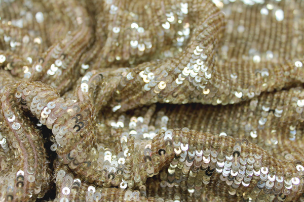 Overlapping Micro Sequin On Silk Chiffon - Gold fabric